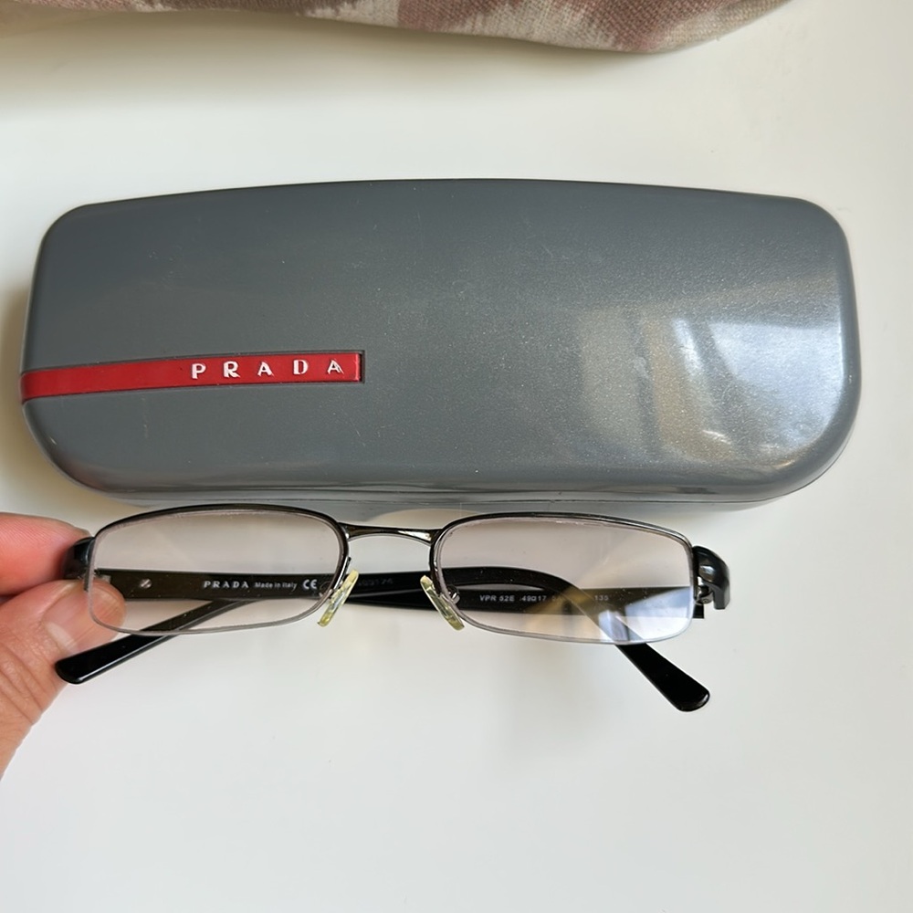 Prada Black and Gray Eyeglasses with Case
